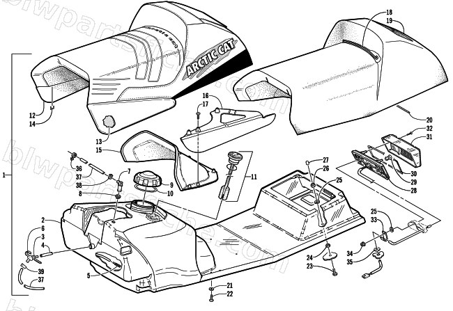 GAS TANK, SEAT, AND TAILLIGHT ASSEMBLY diagram