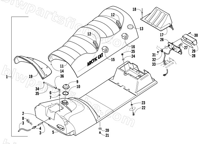 GAS TANK, SEAT, AND TAILLIGHT ASSEMBLY diagram