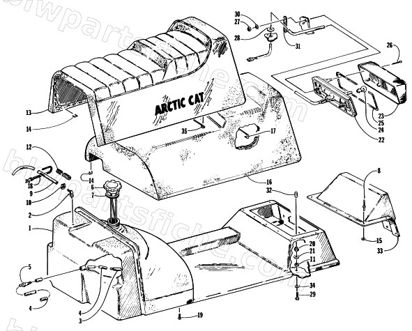 GAS TANK, SEAT, AND TAILLIGHT ASSEMBLY diagram