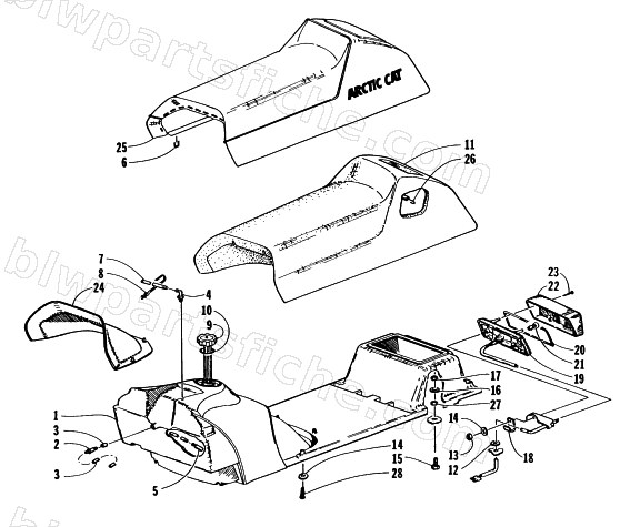 GAS TANK, SEAT, AND TAILLIGHT ASSEMBLY diagram
