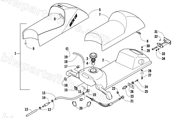 GAS TANK, SEAT, AND TAILLIGHT ASSEMBLY diagram