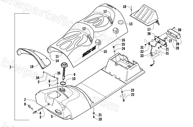 GAS TANK, SEAT, AND TAILLIGHT ASSEMBLY diagram