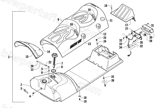 GAS TANK, SEAT, AND TAILLIGHT ASSEMBLY diagram