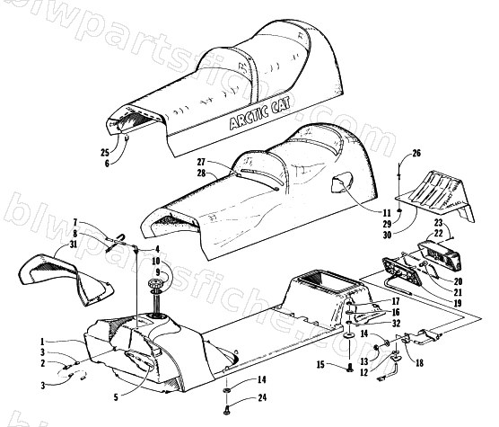 GAS TANK, SEAT AND TAILLIGHT ASSEMBLY diagram