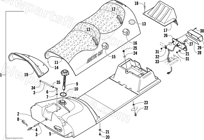 GAS TANK, SEAT, AND TAILLIGHT ASSEMBLY diagram