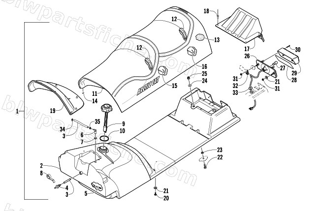 GAS TANK, SEAT, AND TAILLIGHT ASSEMBLY diagram