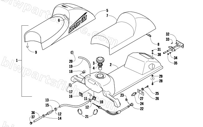 GAS TANK, SEAT, AND TAILLIGHT ASSEMBLY diagram
