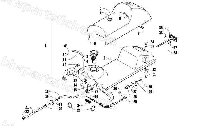 GAS TANK, SEAT, AND TAILLIGHT ASSEMBLY diagram