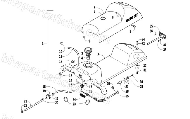 GAS TANK, SEAT, AND TAILLIGHT ASSEMBLY diagram