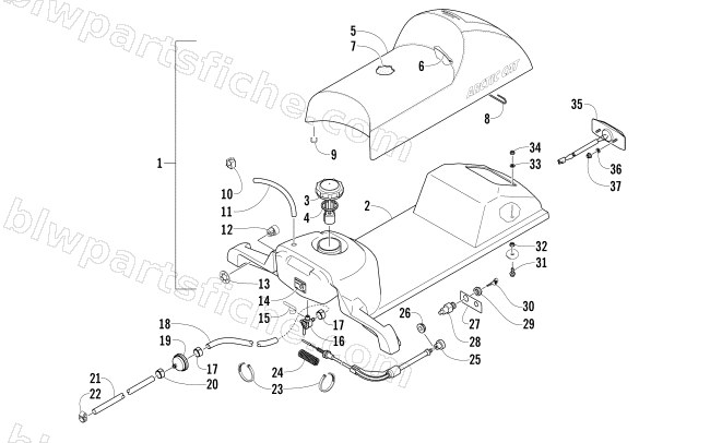 GAS TANK, SEAT, AND TAILLIGHT ASSEMBLY diagram