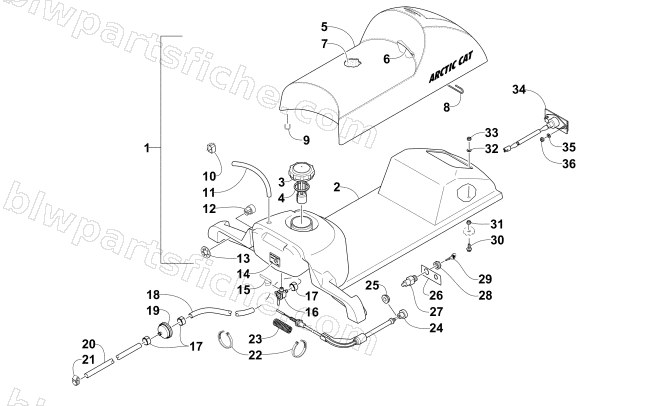 GAS TANK, SEAT, AND TAILLIGHT ASSEMBLY diagram