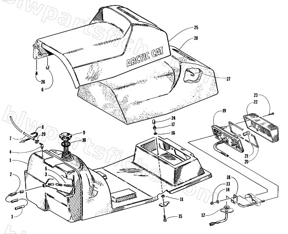 GAS TANK, SEAT, AND TAILLIGHT ASSEMBLY diagram