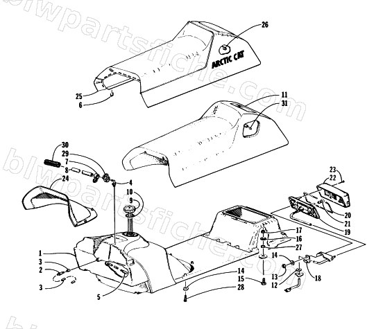 GAS TANK, SEAT, AND TAILLIGHT ASSEMBLY diagram