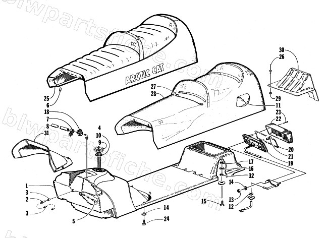 GAS TANK, SEAT AND TAILLIGHT ASSEMBLY diagram