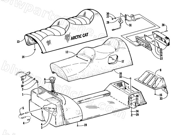 GAS TANK, SEAT, AND TAILLIGHT ASSEMBLY diagram