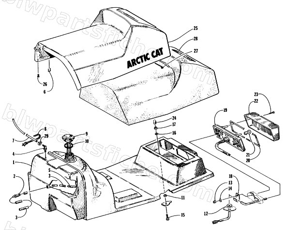 GAS TANK, SEAT, AND TAILLIGHT ASSEMBLY diagram