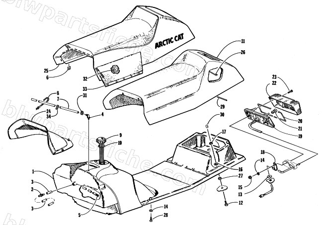 GAS TANK, SEAT, AND TAILLIGHT ASSEMBLY diagram