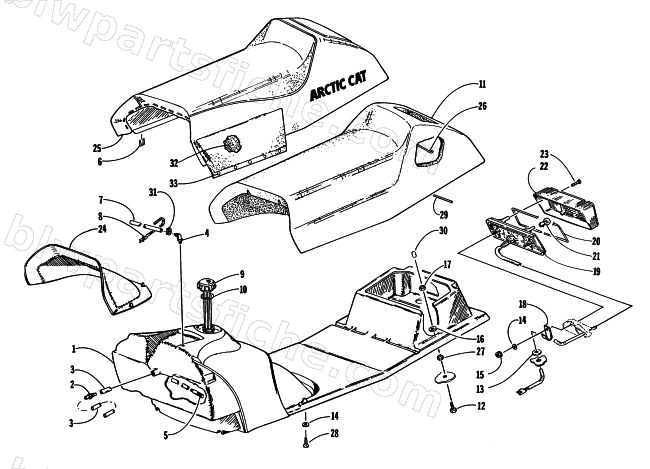 GAS TANK, SEAT AND TAILLIGHT ASSEMBLY diagram