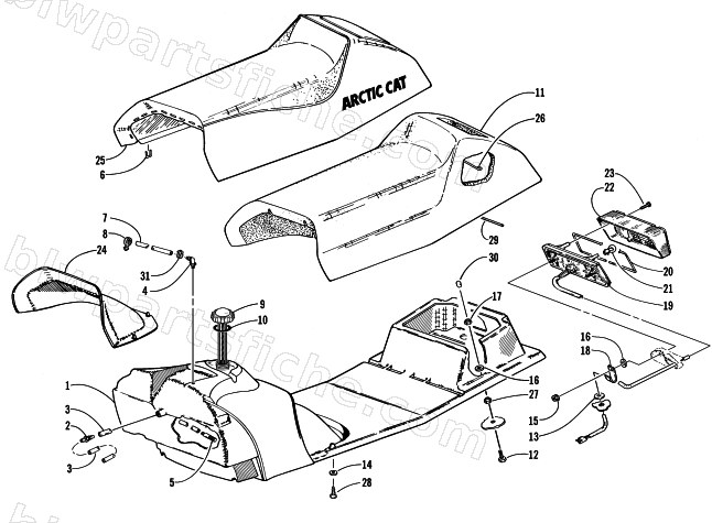 GAS TANK, SEAT, AND TAILLIGHT ASSEMBLY diagram