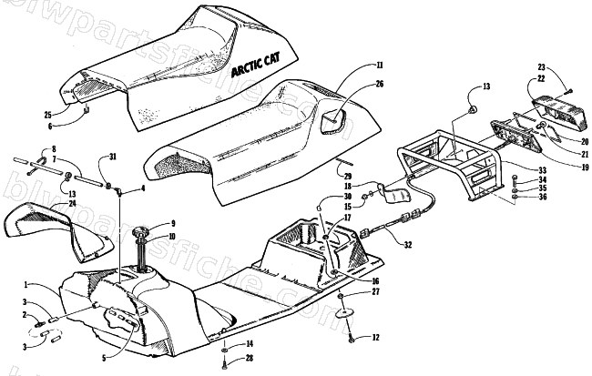 GAS TANK, SEAT, AND TAILLIGHT ASSEMBLY diagram