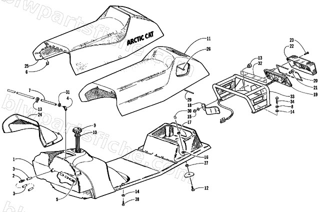 GAS TANK, SEAT, AND TAILLIGHT ASSEMBLY diagram