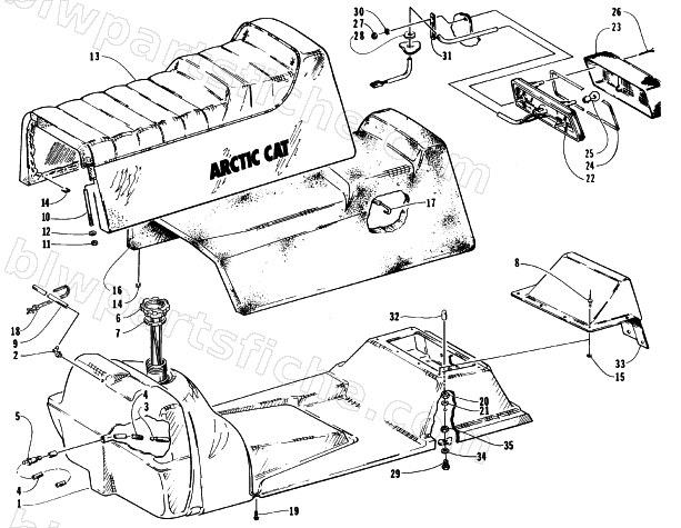 GAS TANK, SEAT, AND TAILLIGHT ASSEMBLY diagram