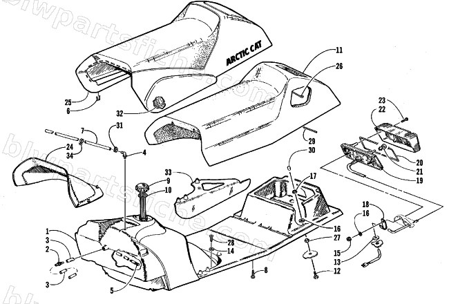 GAS TANK, SEAT, AND TAILLIGHT ASSEMBLY diagram