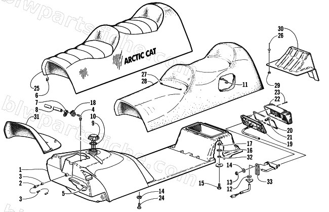 GAS TANK, SEAT, AND TAILLIGHT ASSEMBLY diagram