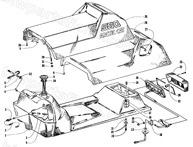 GAS TANK, SEAT, AND TAILLIGHT ASSEMBLY diagram
