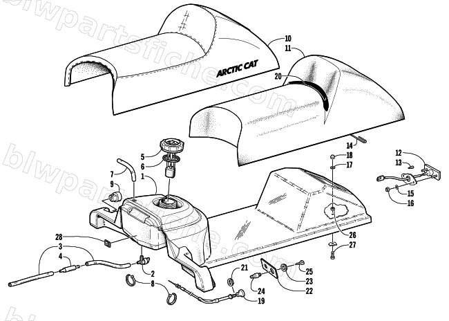 GAS TANK, SEAT, AND TAILLIGHT ASSEMBLY diagram