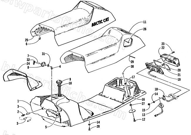 GAS TANK, SEAT, AND TAILLIGHT ASSEMBLY diagram