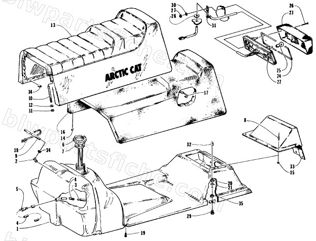 GAS TANK, SEAT, AND TAILLIGHT ASSEMBLY diagram