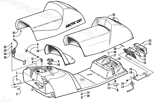 GAS TANK, SEAT, AND TAILLIGHT ASSEMBLY diagram