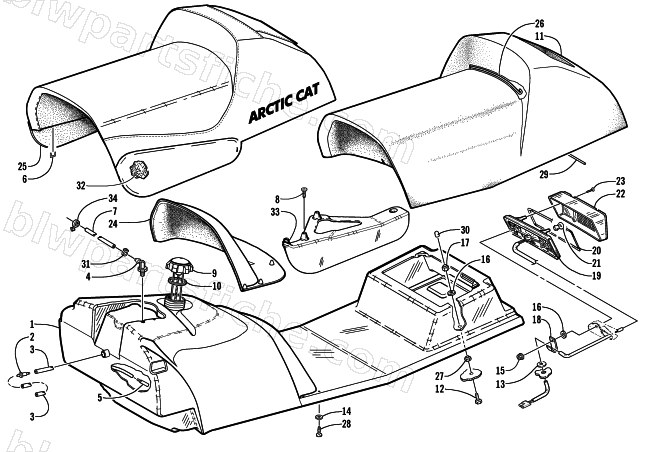 GAS TANK, SEAT, AND TAILLIGHT ASSEMBLY diagram