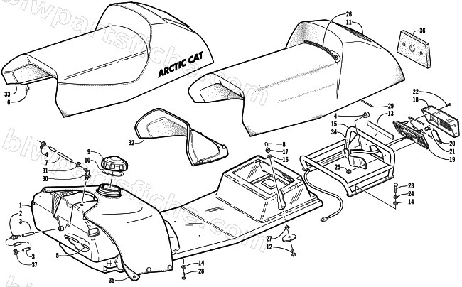GAS TANK, SEAT, AND TAILLIGHT ASSEMBLY (LE) diagram