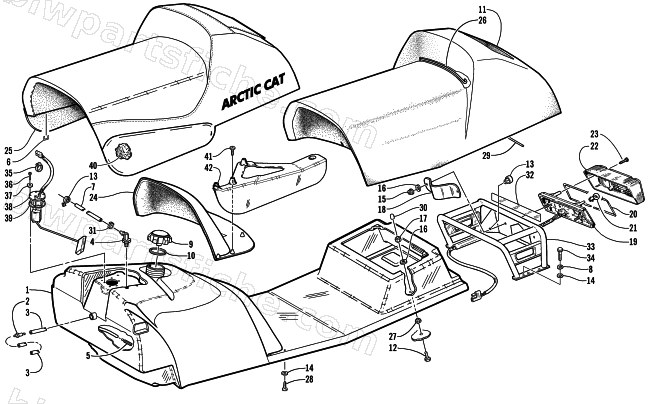 GAS TANK, SEAT, AND TAILLIGHT ASSEMBLY (MC) diagram