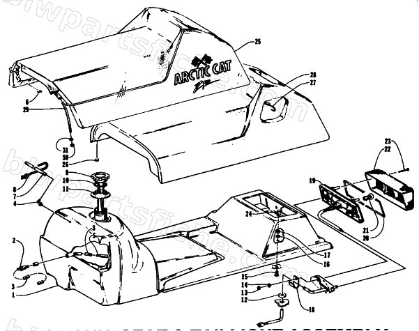 GAS TANK, SEAT AND TAILLIGHT ASSEMBLY diagram