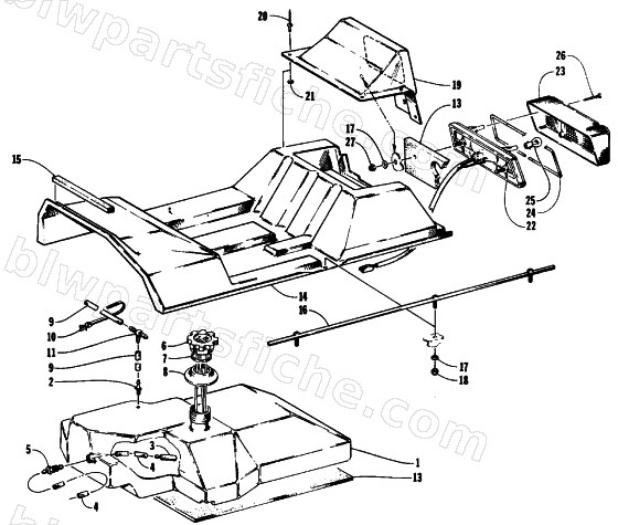 GAS TANK, SEATBASE AND TAILLIGHT ASSEMBLIES diagram