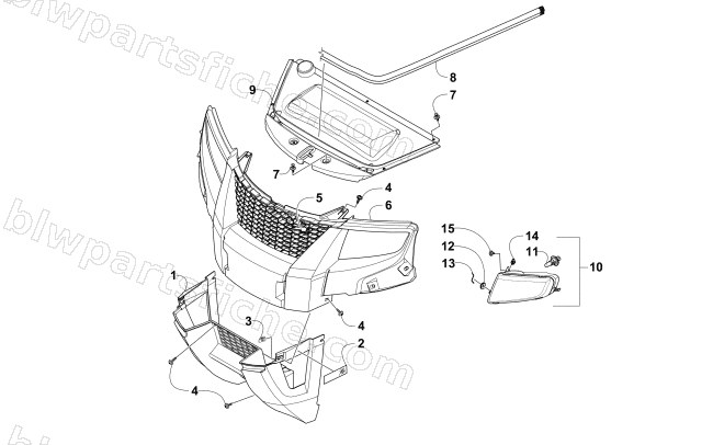 GRILL AND HEADLIGHT ASSEMBLY diagram