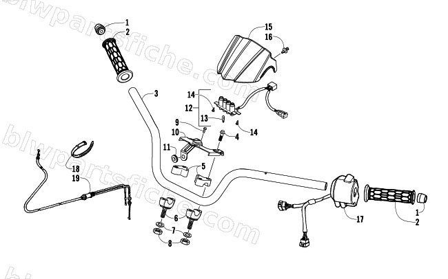 HANDLEBAR AND CONTROL ASSEMBLY diagram