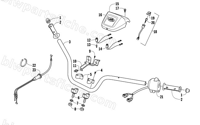 HANDLEBAR AND CONTROL ASSEMBLY diagram