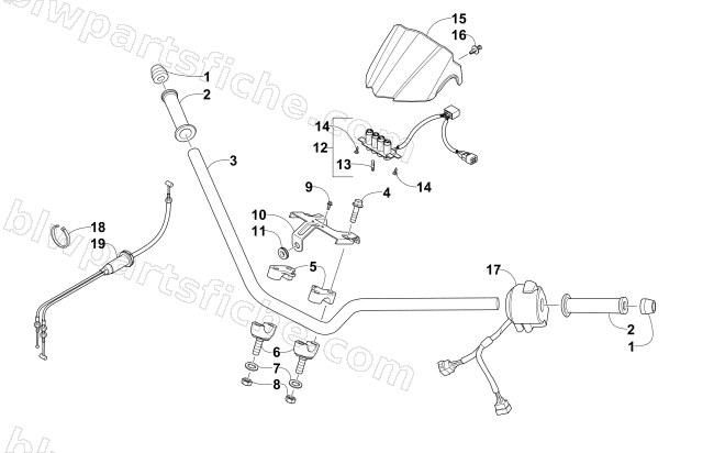 HANDLEBAR AND CONTROL ASSEMBLY diagram