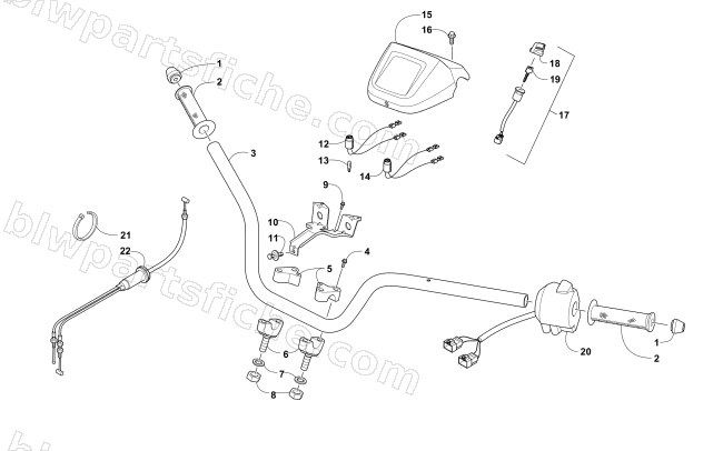 HANDLEBAR AND CONTROL ASSEMBLY diagram