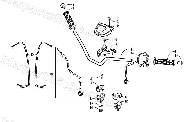 HANDLEBAR AND CONTROL ASSEMBLY diagram