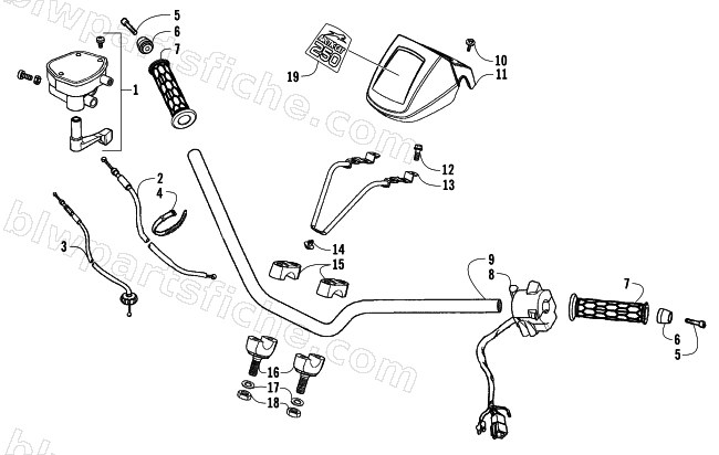HANDLEBAR AND CONTROLS ASSEMBLY diagram