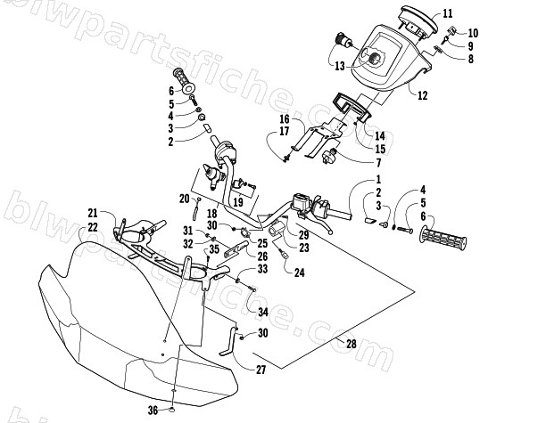HANDLEBAR AND WINDSHIELD ASSEMBLY diagram