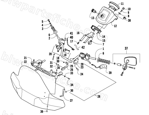 HANDLEBAR AND WINDSHIELD ASSEMBLY diagram