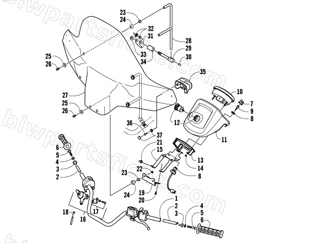 HANDLEBAR AND WINDSHIELD ASSEMBLY diagram