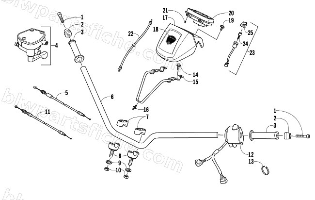 HANDLEBAR, INSTRUMENT POD, AND CONTROL ASSEMBLIES diagram