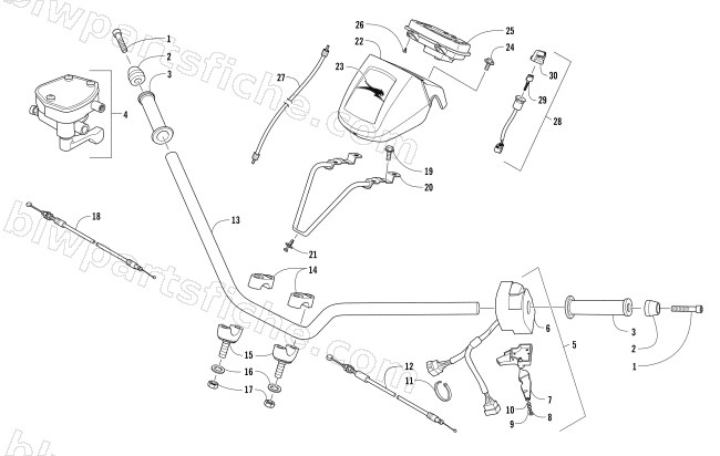HANDLEBAR, INSTRUMENT POD, AND CONTROL ASSEMBLIES diagram